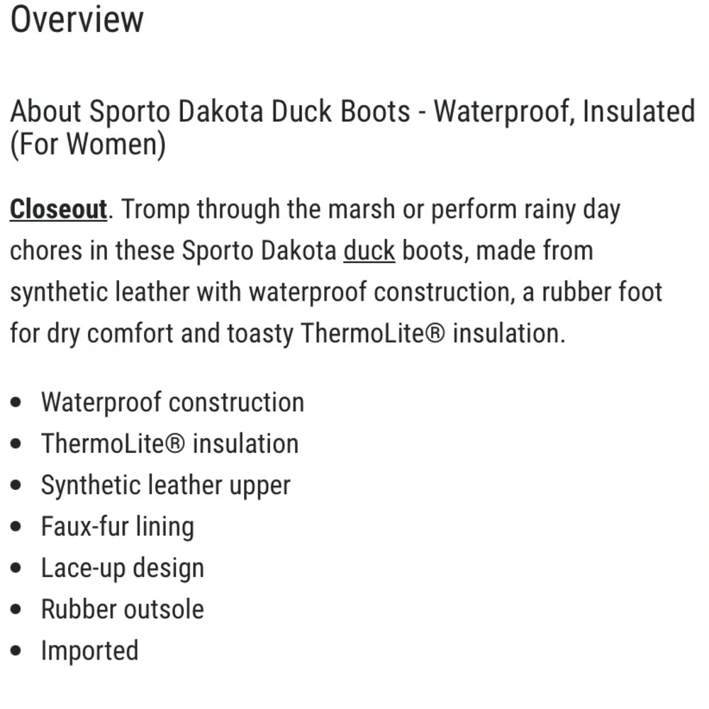 Sporto Dakota Pebble Faux Fur Lined Duck Boot